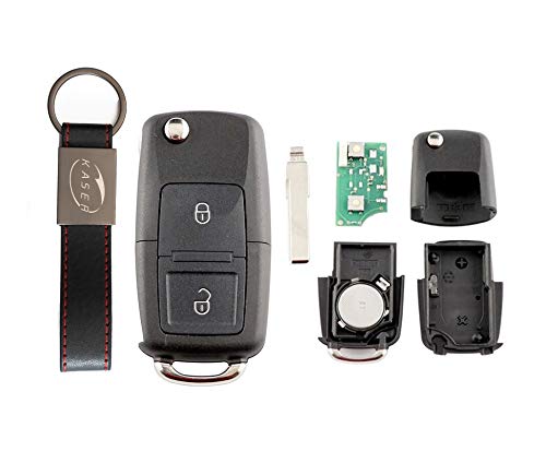 kaser Llave Mando Coche para Volkswagen con Tarjeta Electrónica 2 Botones para VW Skoda Seat Golf Passat Tiguan Polo (433Mhz ID48 Chip) 1JO959753N Transponder con Llavero KASER kaser Llave Mando Coche para Volkswagen con Tarjeta Electrónica 2 Botones para VW Skoda Seat Golf Passat Tiguan Polo (433Mhz ID48 Chip) 1JO959753N Transponder con Llavero KASER