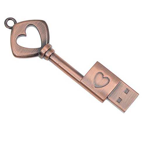 Kepmem Pen Drive de 8 GB Retro Corazón Metalica Llave Memoria USB 8GB Bonito y Funcional Pendrive Portátil Unidad Flash USB 2.0 Buena Originales de Regalo Llave USB para Entregar Tus Vídeos o Fotos