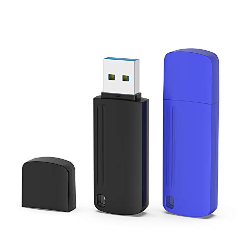 KEXIN 64GB Memoria USB 3.0 Pendrive Flash USB Stick 2 Piezas 64GB Memoria Flash Drive para PC Laptop Tableta Mac(Negro Azul)