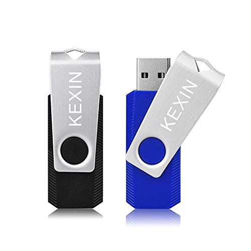 KEXIN Memoria USB de 32GB USB 2.0 Alta Velocidad Pendrive 64 GB USB [2 Unidades] Memory Stick Flash Drive de Color Azul y Negro para Computadoras PC Windows Mac OS