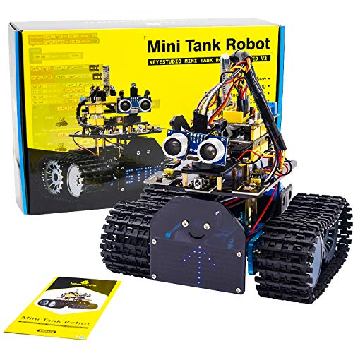 KEYESTUDIO Robot Coche Kit Compatible con Arduino IDE con Módulo de Seguimiento de Línea, Sensor Ultrasónico, Módulo IR, Kit Robótico Coche Educativo Stem para Niño, Adulto