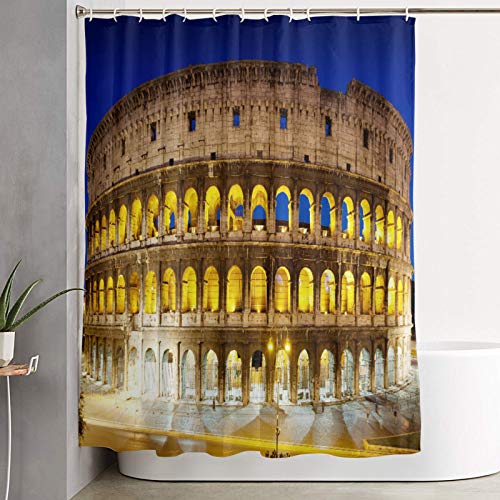 KGSPK Cortinas de Ducha,El Coliseo de Noche Roma Italia,Cortina de baño Decorativa para baño,bañera 180 x 180 cm KGSPK Cortinas de Ducha,El Coliseo de Noche Roma Italia,Cortina de baño Decorativa para baño,bañera 180 x 180 cm