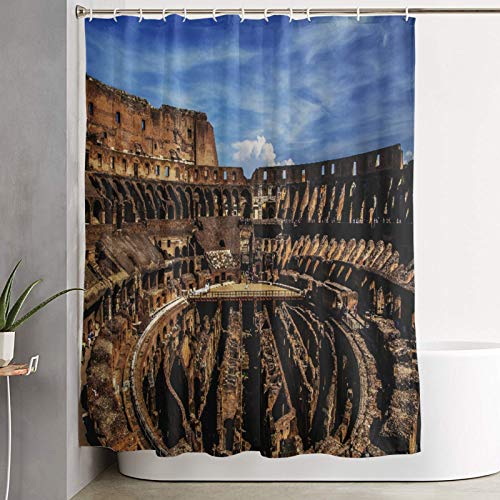 KGSPK Cortinas de Ducha,Estructura Interna del Coliseo Italia Roma Antigua Arena Oval Gladiator Runis Antiguo Edificio histórico,Cortina de baño Decorativa para baño,bañera 180 x 180 cm