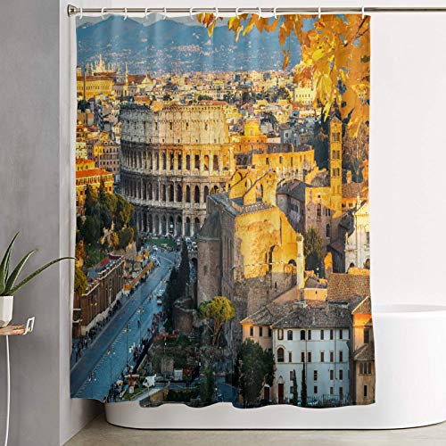 KGSPK Cortinas de Ducha,Ver en el Coliseo en Roma, Italia,Cortina de baño Decorativa para baño,bañera 180 x 180 cm