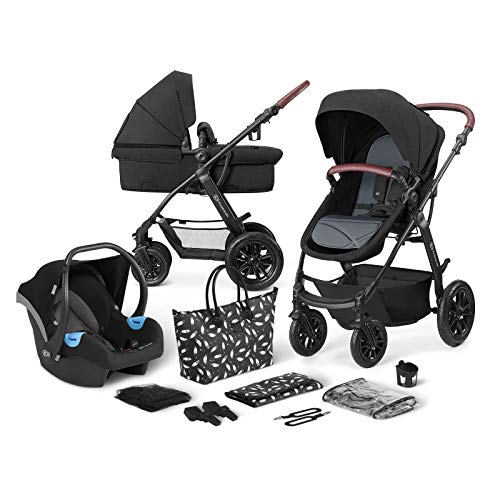 Kinderkraft Carrito Bebé 3 Piezas XMOOV, Capazo, Silla Paseo, Silla Coche, Negro