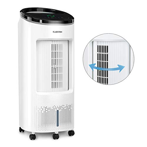 Klarstein IceWind Plus – 4 en 1: enfriador de aire, ventilador, humidificador de aire, limpiador de aire, caudal de 330 m³/h, 49 W, función NatureWind: 4 niveles de intensidad, 3 modos, blanco