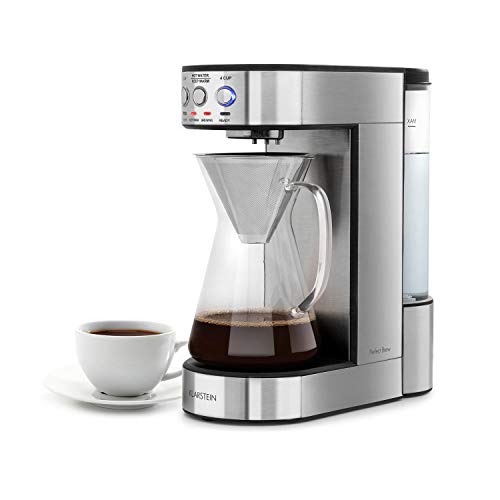 Klarstein Perfect Brew cafetera de filtro con cabezal giratorio - Máquina de café, 1800W, 1,8L, Control digital, Conserva el calor, Jarra de vidrio, Acero, Plateado