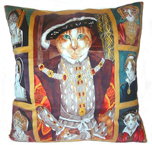 KLDECOR Cushion Cover Throw Pillow Case Retro Vintage Medieval Cat King Queens Cute Royal Kitty Image Zipper Fundas para Almohada (65cmx65cm)