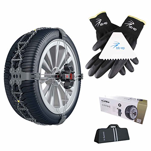 König | Thule Nieve Cadena K de Summit – La Exclusiva, fácil y Limpia Solución – Autorizado para Mitsubishi Lancer EVO VIII De Neumáticos con el tamaño 235/45 R17 en Juego con EP BB Guantes