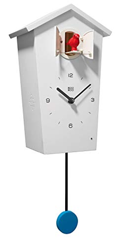 KOOKOO Birdhouse Blanco, Reloj cucu Design Moderno, Sonidos de 12 Aves o el Cuco, Reloj pájaros cantores c. péndulo, grabaciónes Naturales de Jean-Claude Roché KOOKOO Birdhouse Blanco, Reloj cucu Design Moderno, Sonidos de 12 Aves o el Cuco, Reloj pájaros cantores c. péndulo, grabaciónes Naturales de Jean-Claude Roché