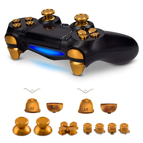kwmobile Botones de repuesto compatible con Playstation Controlador de PS 4 (1. Gen) - Botones de aluminio en dorado