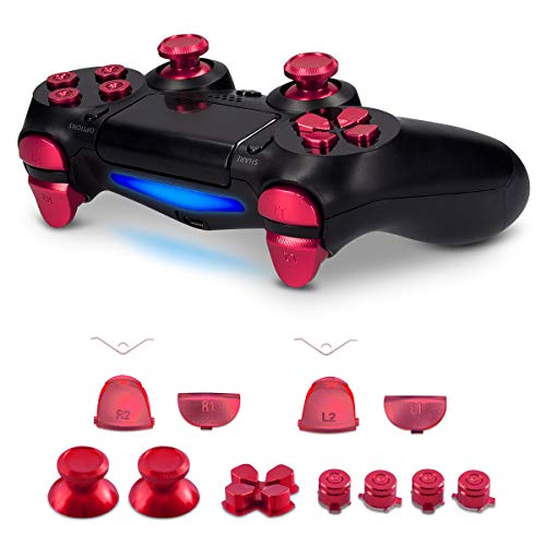 kwmobile Botones de repuesto compatible con Playstation Controlador PS 4 Pro / PS4 Slim (2. Gen) - Botones de aluminio en rojo