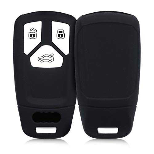 kwmobile Funda de Silicona Compatible con Audi Llave de Coche Smartkey de 3 Botones (Solo Keyless Go) - Carcasa Suave de Silicona - Case Mando de Auto Negro Mate