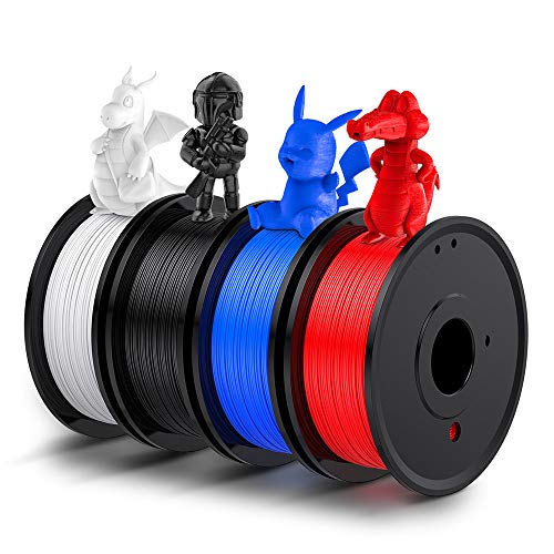 LABISTS Filamento PLA 1.75, impresora 3D PLA 1 kg Spool con 4 bobinas (Negro, Blanco, Azul, Rojo)