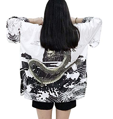 LAI MENG Kimono suelto para mujer con estampado japonés 3/4, chaqueta ligera EU 34-48 Estilo 3 Tallaúnica