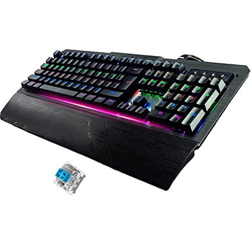 LaLa POP Eje Verde Eje Real Mecánico Teclado Internet Metal Mecánico Keyboard 104 Teclas Juego LED Teclado retroiluminado (Color : Black)