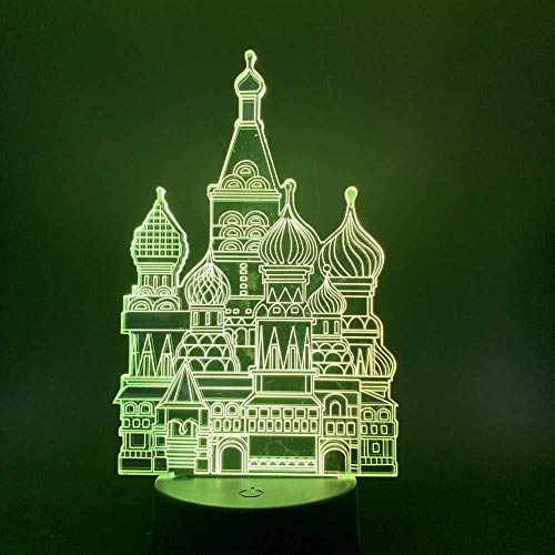 Lámpara 3D Led Illusion Night Light 7 Lámpara de escritorio táctil de color cambiante El regalo perfecto de Navidad y Año Nuevo para niños [Energy Class A +] Beautiful Castle