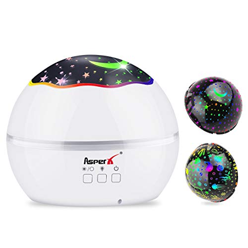 Lámpara Proyector, AsperX 2 en 1 Proyector Estrellas & Proyector de Luz Océano 360° Rotación Romántica Luz Estrellas y 8 Colores Regalo para Niños y Bebés Cumpleaños, Día de los Reyes, Navidad Lámpara Proyector, AsperX 2 en 1 Proyector Estrellas & Proyector de Luz Océano 360° Rotación Romántica Luz Estrellas y 8 Colores Regalo para Niños y Bebés Cumpleaños, Día de los Reyes, Navidad