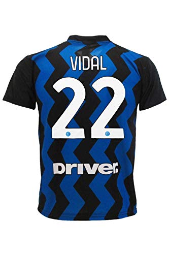 L.C. SPORT Camiseta del Inter Arturo Vidal réplica autorizada 2020-2021 para niño (tallas 2, 4, 6, 8, 10, 12), adulto (S, M, L, XL) (adulto)
