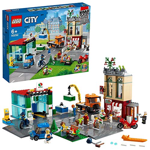 LEGO 60292 City Centro Urbano Set de Construcción con Moto, Bici, Camión, Placas de Carretera y 8 Figuras para Niños y Niñas