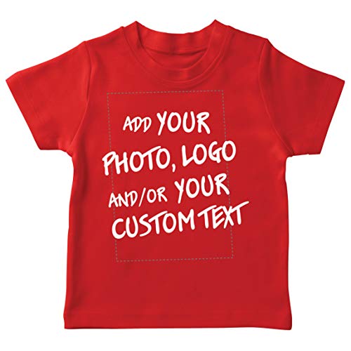 lepni.me Camiseta para Niño/Niña Regalo Personalizado, Agregar Logotipo de la Compañía, Diseño Propio o Foto (5-6 Years Rojo Multicolor)