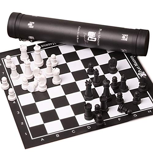LOFAMI Juegos de Mesa Ajedrez Ajedrez Piezas de ajedrez en Blanco y Negro con Almacenamiento Ajedrez de Cuero Adulto Tablero de ajedrez Ajedrez Ajedrez