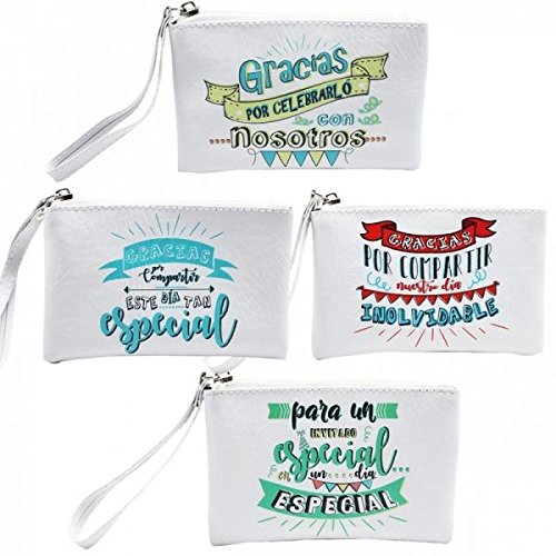 Lote de 10 Portatodos"GRACIAS POR VENIR" - Porta todo, Cartera, Carteras para Detalles de Bodas, Bautizos y Comuniones Originales con Frases. Baratas, Comprar Monederos Bodas