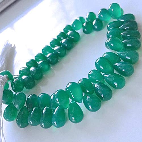 LOVEKUSH LKBEADS - Lote de 30 gotas de ónix verde liso, 10-15 mm, código HIGH-61851