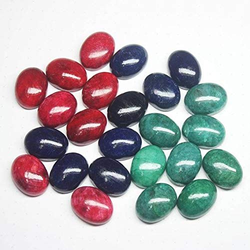 LOVEKUSH LKBEADS - Lote de piedras preciosas ovaladas de zafiro natural con rubí rojo y esmeralda, 606 quilates, código HIGH-27901