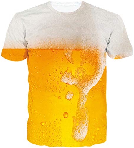 Loveternal Unisex Camiseta 3D Impreso Beer T-Shirt Casual Verano Manga Corta Tops Cerveza T-Shirt XXL