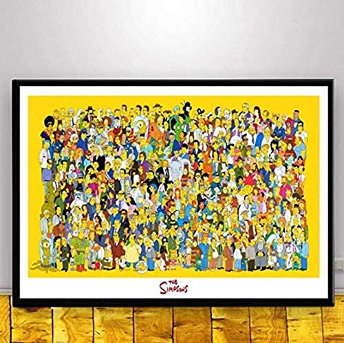 LOWW Cuadro decorativo de Los Simpsons Anime Cartoon Comics Simpson Imagen Póster e Impresiones Lienzo Pintura para la decoración del hogar, sin marco (60 x 80 cm, A)