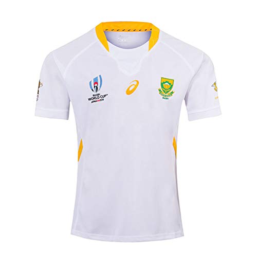 LQLD 2019 Copa Mundial de Fútbol de los Hombres de Manga Corta Ocasional de la Camiseta del Desgaste de África del Sur Rugby Jersey Camiseta, Ropa Deportiva de fútbol,Blanco,4XL/195~200CM