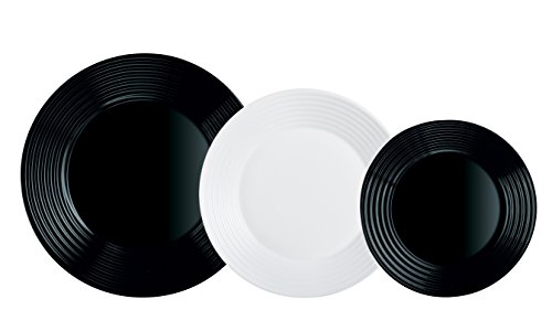 Luminarc Harena N&B Vajilla de 18 Piezas, Blanco Y Negro Luminarc Harena N&B Vajilla de 18 Piezas, Blanco Y Negro