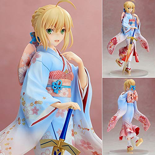 Lupovin 25cm Figura de acción de Fate Stay Night Saber Kimono de PVC Juguetes Colección Animado de la Historieta Modelo Juguetes de Colección