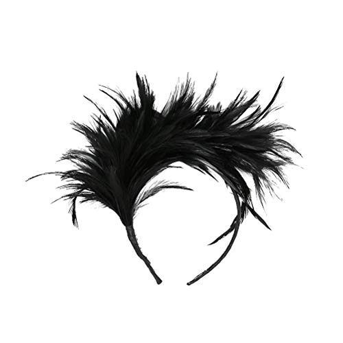 Lurrose Diadema de plumas Fascinator Banda para el cabello Tocado para la cabeza Tocado de disfraces para el Festival de fiestas elegantes (Negro)