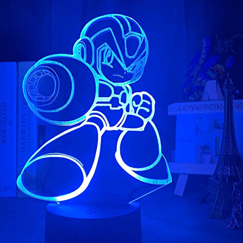 Luz de noche 3d Luz de noche para niños Sensor táctil LED Luz de noche colorida Regalo de Rockman para mesa de habitación de niños Lámpara 3D Megaman