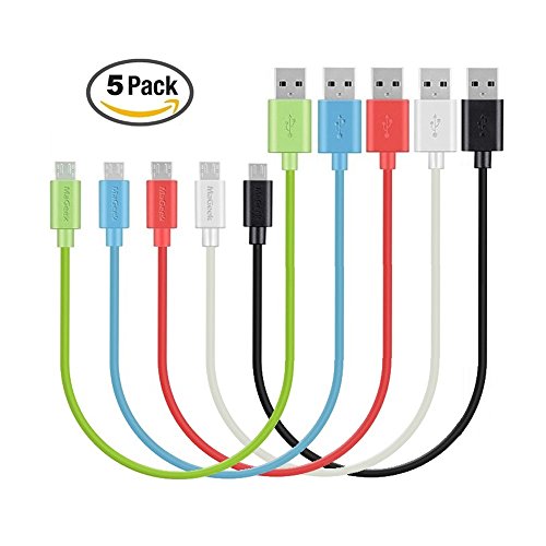 MaGeek® [Pack de 5] 0,3m Cables Micro USB Sincroniza y Carga para Samsung, HTC, Sony, Motorola, LG, Google, Nokia etc.(5 Colores)
