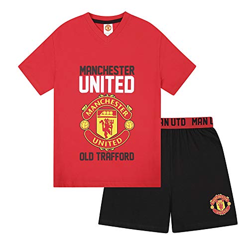 Manchester United FC - Pijama corto para niño - Producto oficial - Rojo - 10-11 años