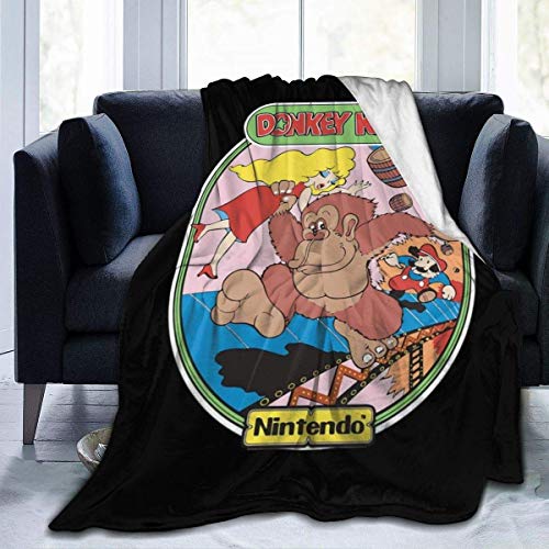 Manta de Franela Tela de Cepillo Extra Suave Súper cálida Mantas para sofás acogedora y Ligera Ilustraciones Retro de Donkey Kong