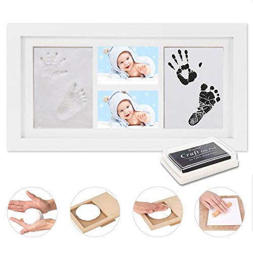 Marco de Fotos y Huellas de Bebé en Tinta Arcilla No tóxico,Marco de Fotos para Bebé madera y cristal acrílico,Ideal decoración o regalo de baby shower【Actualización 2020】 Marco de Fotos y Huellas de Bebé en Tinta Arcilla No tóxico,Marco de Fotos para Bebé madera y cristal acrílico,Ideal decoración o regalo de baby shower【Actualización 2020】