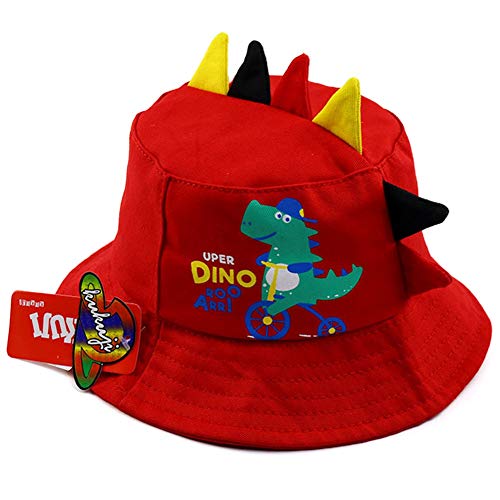 Marlon Nancy Verano bebé lindo de dibujos animados dinosaurio cubo sombrero chico chica al aire libre sombrero de sol niños sombrero de playa Rojo Rd. Taille unique