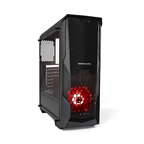 Mars Gaming MC5, caja de PC Micro ATX ventana lateral, ventilador LED rojo
