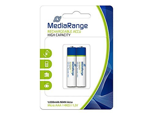 MediaRange MRBAT122 Micro baterías, 1.2V, HR03, NiMH AAA regrabable, pack de 2