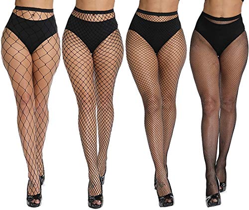 Medias Dreshow de red de punto en cruz, sin costuras, de malla de nailon 4 Pair Pantyhoses: 4 style fishnet Talla única Medias Dreshow de red de punto en cruz, sin costuras, de malla de nailon 4 Pair Pantyhoses: 4 style fishnet Talla única