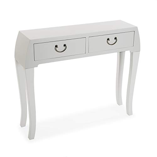 Mimma 21600054 Mesa Consola recibidor con 2 cajones Kioto Blanco, Madera, 80 x 25 x 97 cm Mimma 21600054 Mesa Consola recibidor con 2 cajones Kioto Blanco, Madera, 80 x 25 x 97 cm