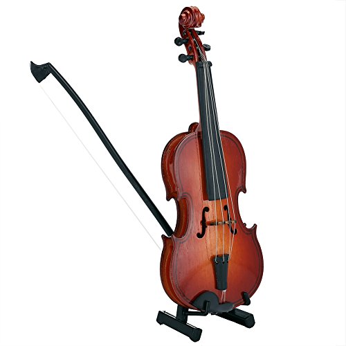 Mini violín, violín de madera modelo de exhibición ornamento musical artesanía oficina en casa decoración de regalo