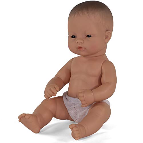 Miniland – Muñeco bebé Asiático Niño de Vinilo Suave de 32cm con rasgos étnicos y sexuado para el Aprendizaje de la Diversidad con Suave y Agradable Perfume. Colección de Diferentes etnias y sexos.
