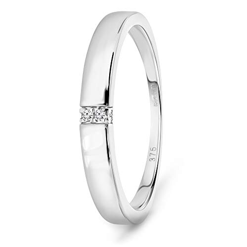 Miore - Anillo para mujer de oro blanco de 9 quilates (375) con diamante de 0,02 ct Miore - Anillo para mujer de oro blanco de 9 quilates (375) con diamante de 0,02 ct