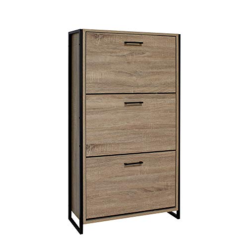 Mobelcenter - Zapatero Abatible Tres Puertas Moderno - Zapatero Color Aserrado y Negro - Zapatero Diseño Industrial - Medidas 115 cm Alto x 63 cm Ancho x 24 cm Fondo - (1164) Mobelcenter - Zapatero Abatible Tres Puertas Moderno - Zapatero Color Aserrado y Negro - Zapatero Diseño Industrial - Medidas 115 cm Alto x 63 cm Ancho x 24 cm Fondo - (1164)