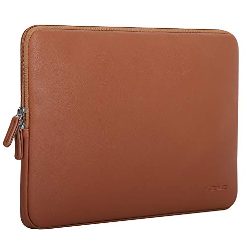 MoKo Funda de Manga de 13-13.3 Inch Compatible con MacBook Air 13-Inch Retina 2020-2016, MacBook Pro 13", Surface Book/Surface Laptop 13.5", Bolsa de PU Suave con Cremallera Case - Marrón